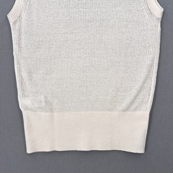 BANANA REPUBLIC Eliza LInen Blend Muscle Tank Top Small Cream Sleeveless Ribbed - Picture 9 of 14